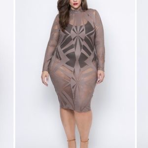 Plus Mesh Burn 🔥 Out Dress